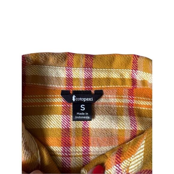 Cotopaxi Mero Flannel Button Down Shirt Unisex size S Yellow Orange Amber Plaid - Picture 5 of 10